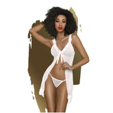 RUFFLE BABY DOLL W/ THONG 2PCS WHITE S-M AFTER SUNSET